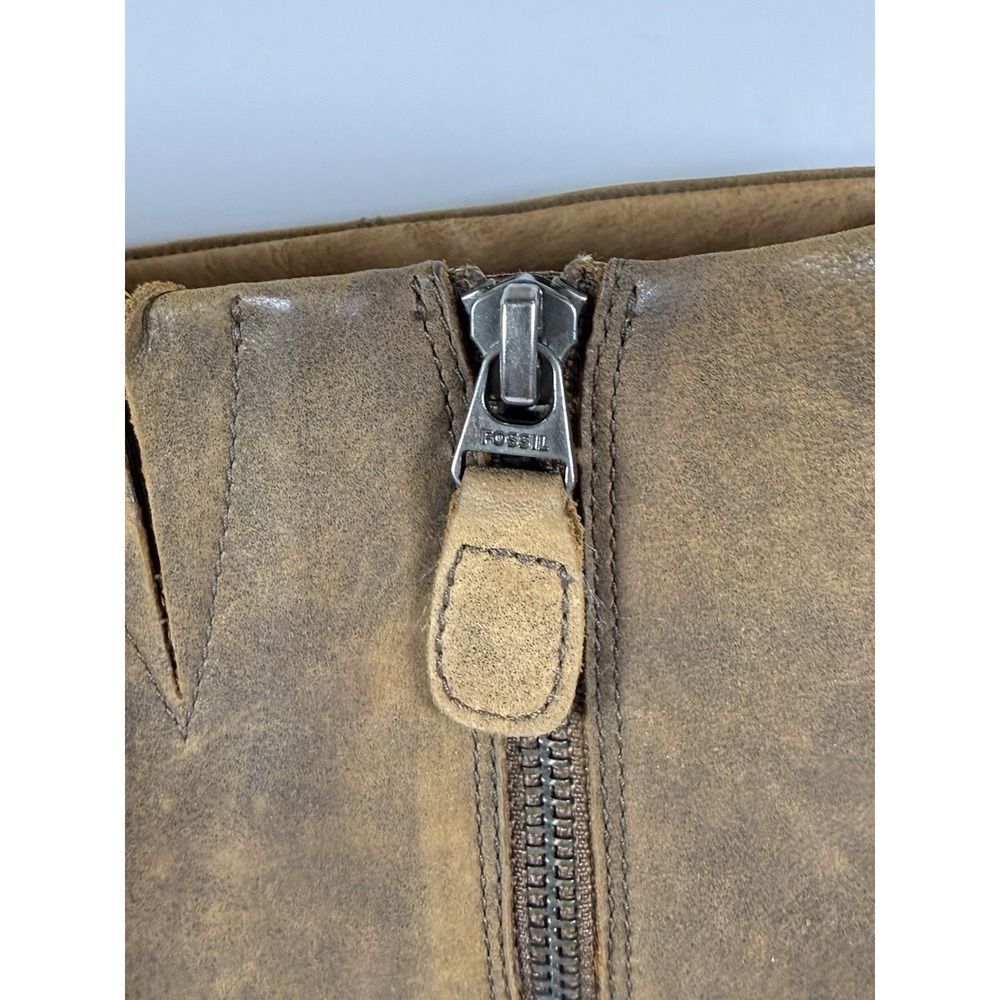 Fossil Tall Leather Riding Boots Brown Zip Classic Knee Western Academia Women 8 - Picture 7 of 16